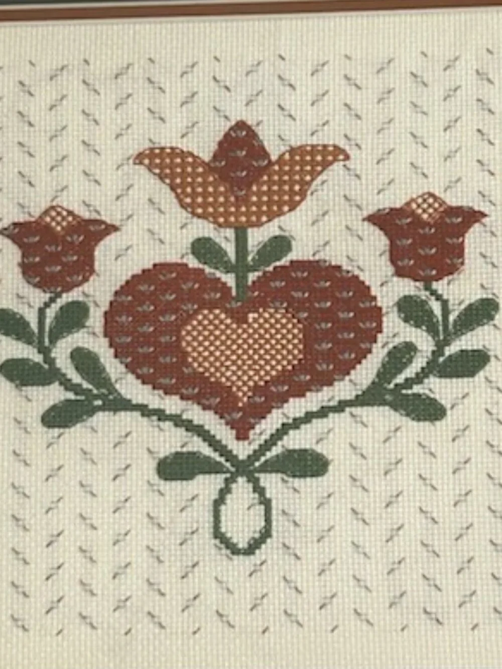 Vintage Cross Stitch Folk-Art Floral Botanical Needlework